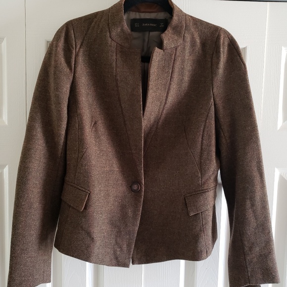 Zara Jackets & Blazers - Zara Brown Tweed Blazer Med, Elbow Patches